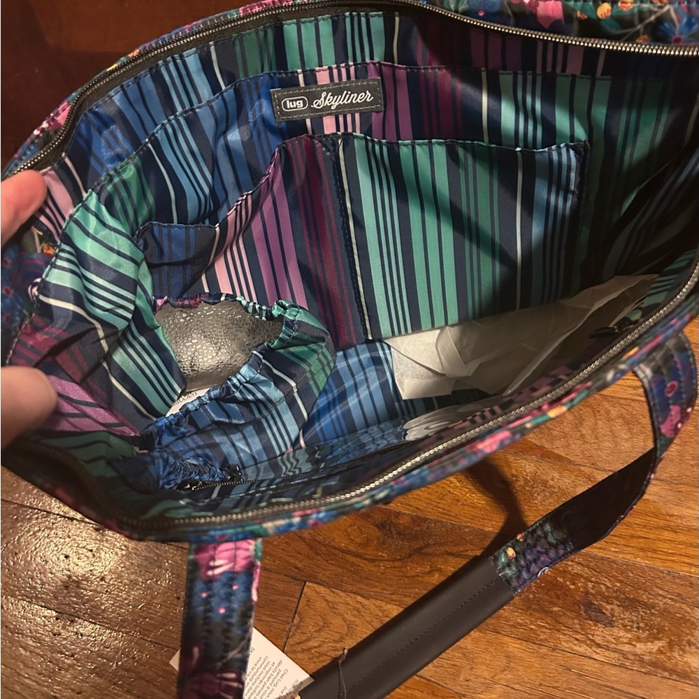 Lug Floral Tote Bag - Vibrant Blue and Pink - Picture 3 of 7